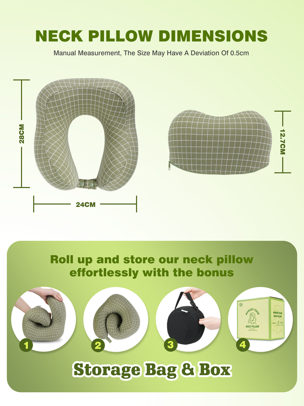 U shaped Travel Pillow Ergonomic Memory Foam Adjustable Neck Pillow GBHoodie